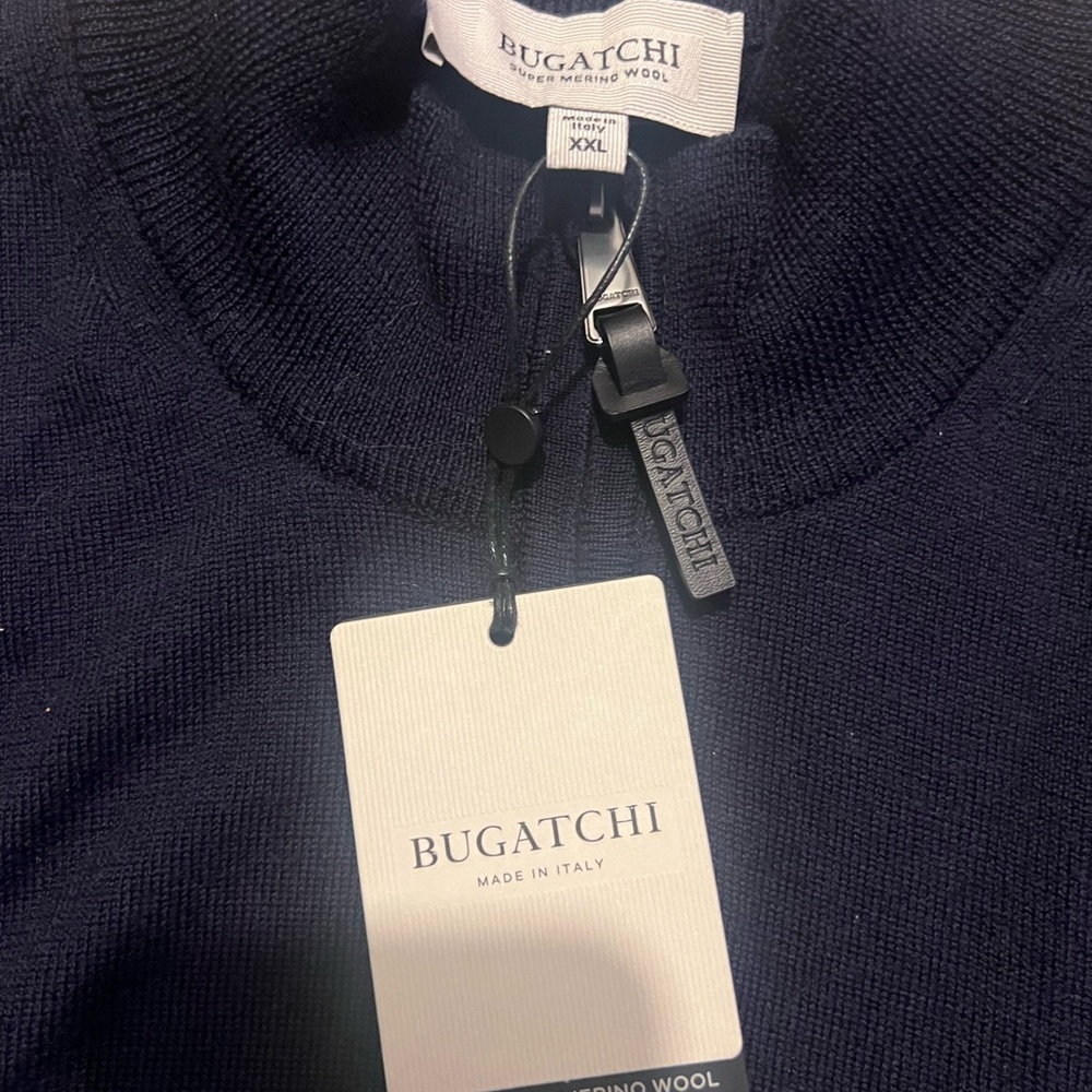 Bugatchi Men's Dark Blue Zip-Up Sweater - Picture 3 of 6